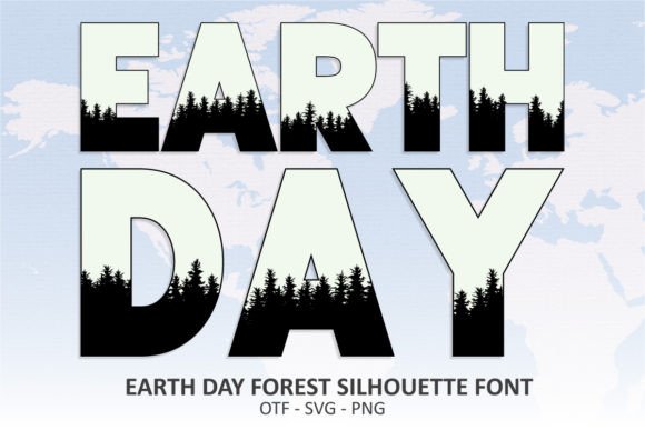 Celebrate Nature with the Earth Day Forest Silhouette Typeface
